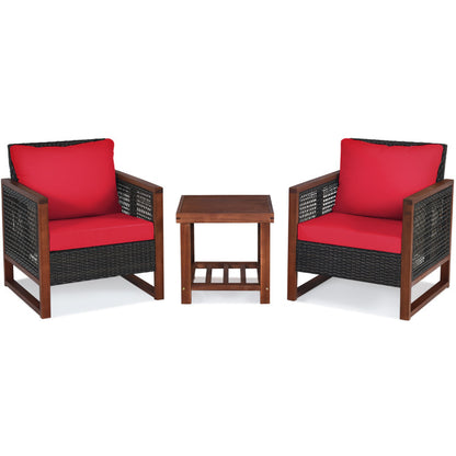 3-Piece Acacia Wood Patio Furniture Set with Coffee Table