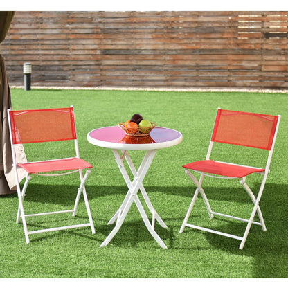 3-Piece Patio Folding Bistro Set for Balcony or Outdoor Space