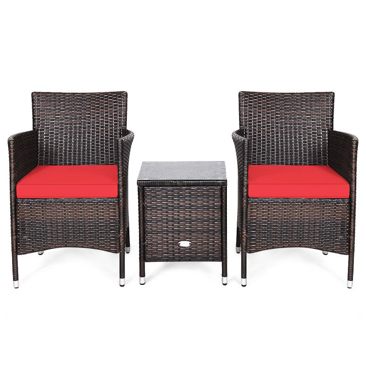 3-Piece Ergonomic Wicker Patio Conversation Set