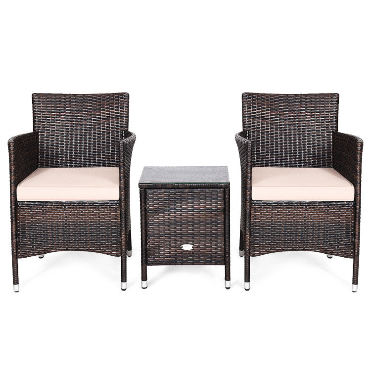 3-Piece Ergonomic Wicker Patio Conversation Set