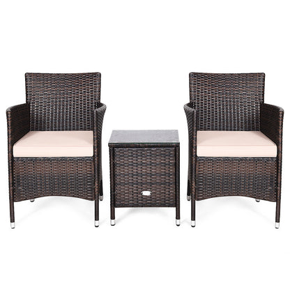 3-Piece Ergonomic Wicker Patio Conversation Set