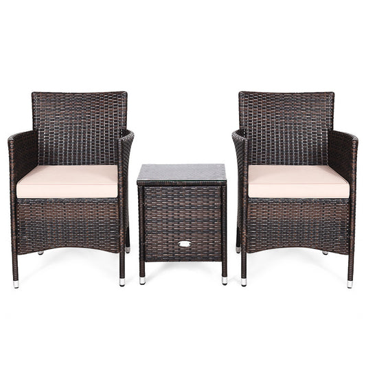 3-Piece Ergonomic Wicker Patio Conversation Set