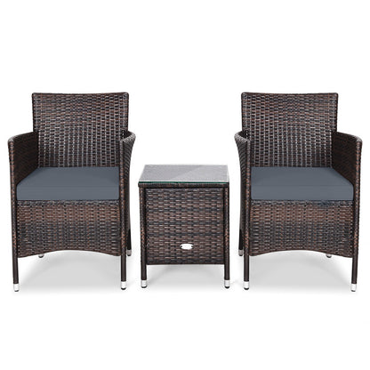 3-Piece Ergonomic Wicker Patio Conversation Set