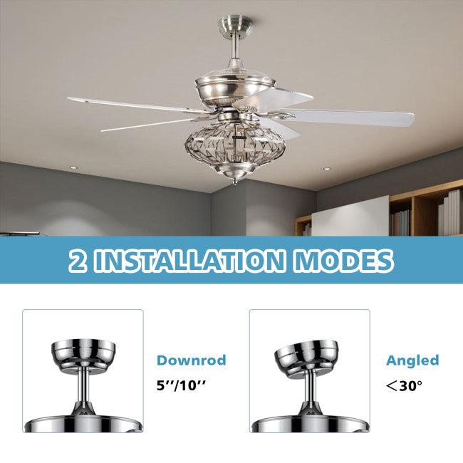 52 Inches Ceiling Fan with Wooden Blades and Remote Control