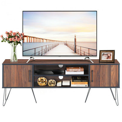 60 Inch TV Stand Media Center Storage Cabinet with Metal Leg