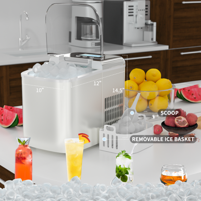 26 lbs Countertop LCD Display Ice Maker with Ice Scoop