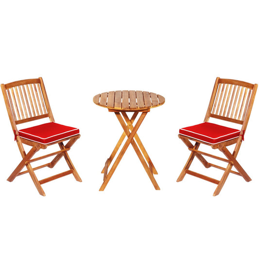 3-Piece Patio Folding Bistro Set with Padded Cushion and Round Coffee Table