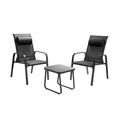 3-Piece Stackable Patio Bistro Conversation Set with Adjustable Backrest