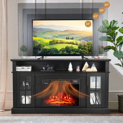 Fireplace TV Stand for TVs Up to 65 Inch with Side Cabinets and Remote Control