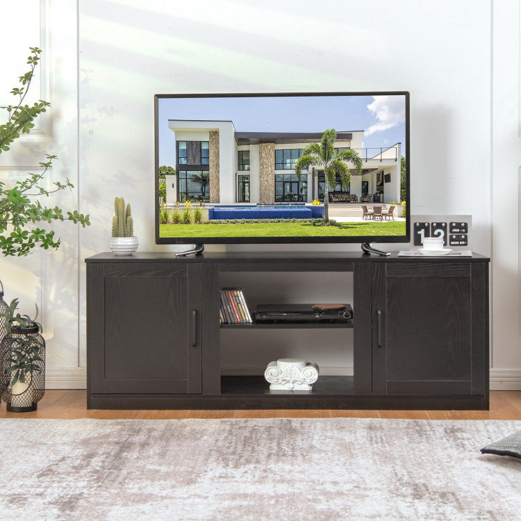 58 Inches TV Stand with 2 Cabinets for 65-Inch TV