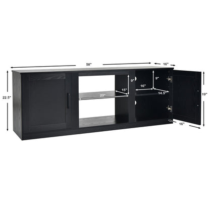 58 Inches TV Stand with 2 Cabinets for 65-Inch TV