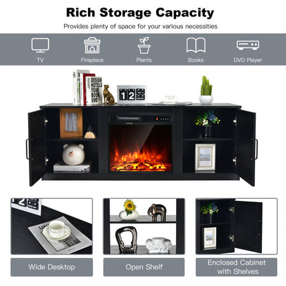 58 Inches TV Stand with 2 Cabinets for 65-Inch TV