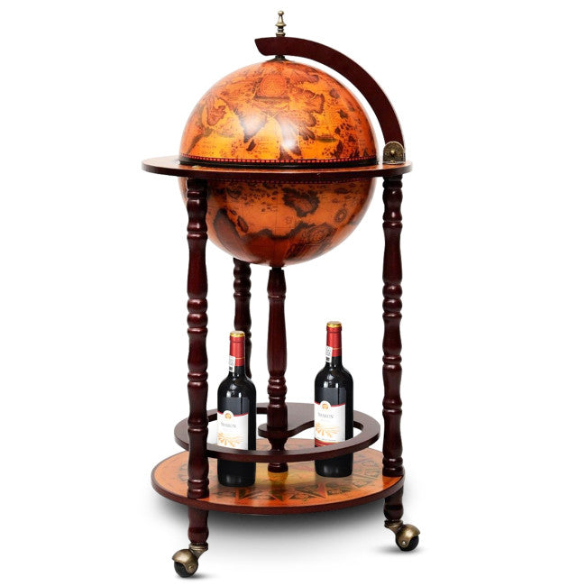 16th Century Wood Globe Wine Bar Stand