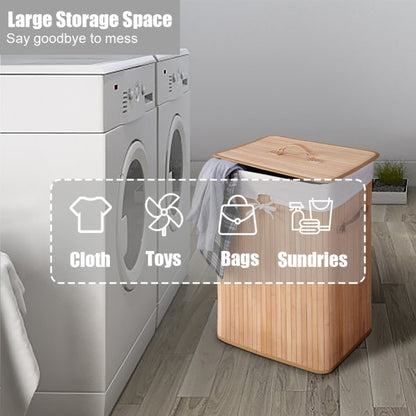 Rectangle Bamboo Hamper Laundry Basket