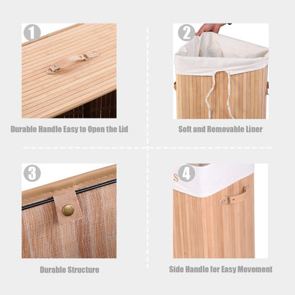 Rectangle Bamboo Hamper Laundry Basket