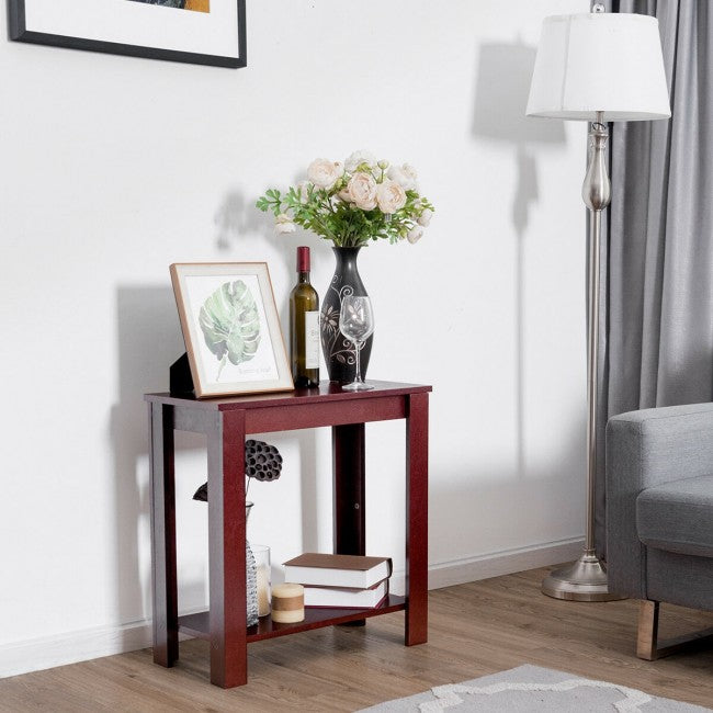 Espresso Wooden Sofa End Table Side Table