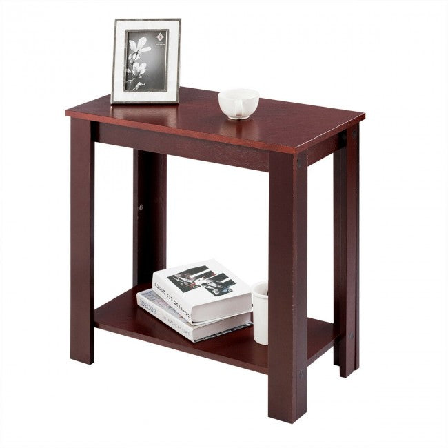 Espresso Wooden Sofa End Table Side Table