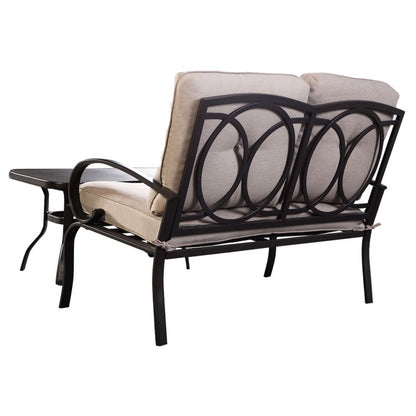 2-Piece Patio Outdoor Cushioned Seat Coffee Table