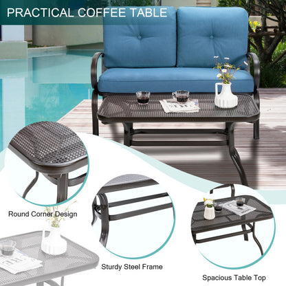 2-Piece Patio Outdoor Cushioned Seat Coffee Table