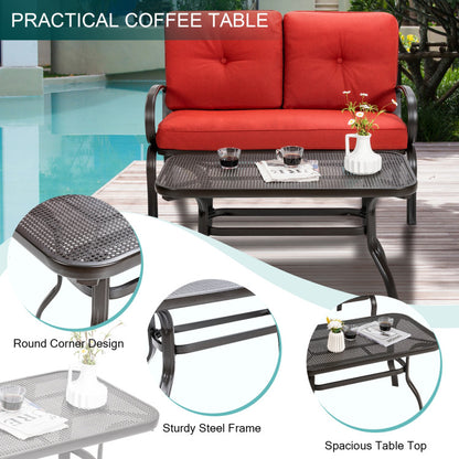 2-Piece Patio Outdoor Cushioned Seat Coffee Table