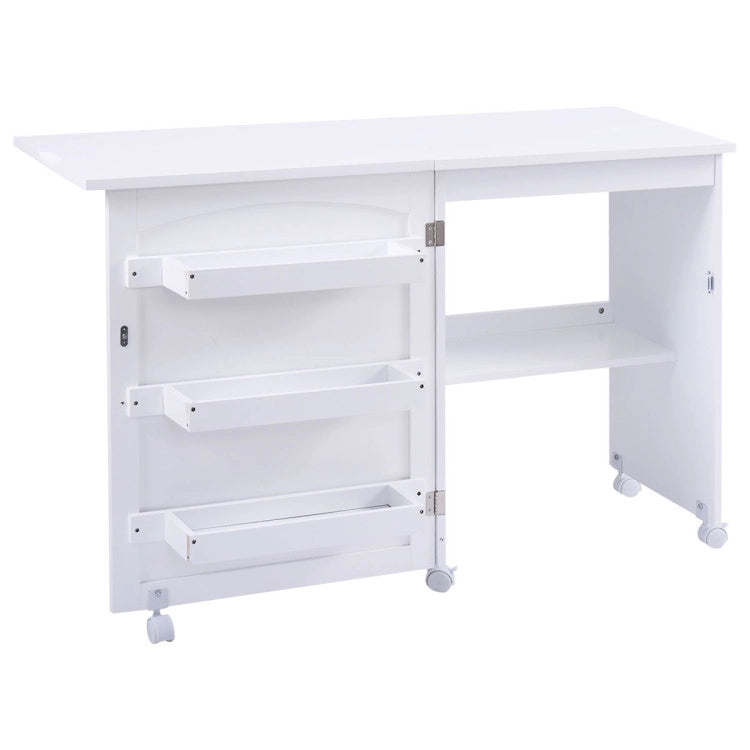 Foldable Sewing Craft Table Shelf Storage Cabinet 