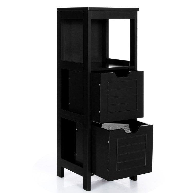 Costway Bathroom Wooden Floor Cabinet Multifunction Storage Rack Stand Organizer