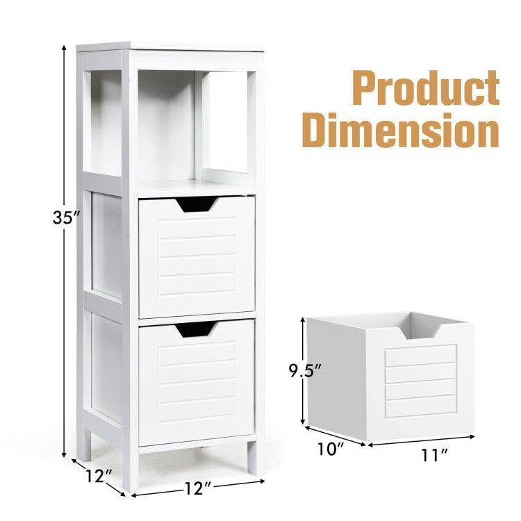 Costway Bathroom Wooden Floor Cabinet Multifunction Storage Rack Stand Organizer