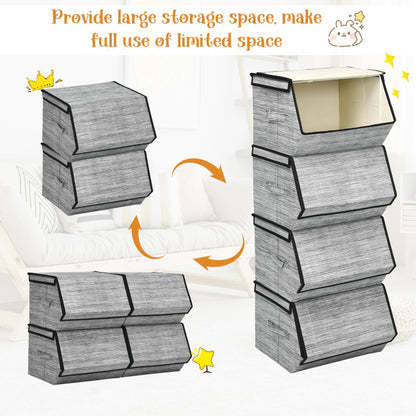 Set of 4 Storage Bins Stackable Cubes with Lid