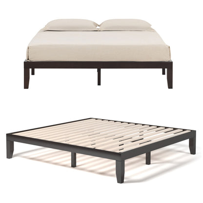 14 Inch King Size Rubber Wood Platform Bed Frame with Wood Slat Support