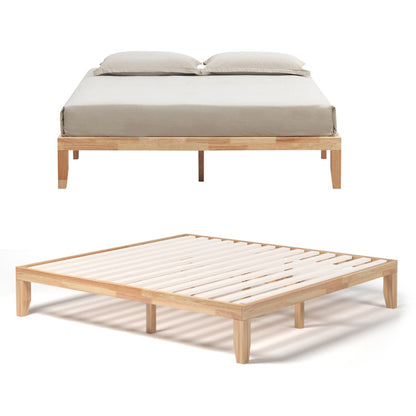 14 Inch King Size Rubber Wood Platform Bed Frame with Wood Slat Support