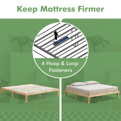 14 Inch King Size Rubber Wood Platform Bed Frame with Wood Slat Support