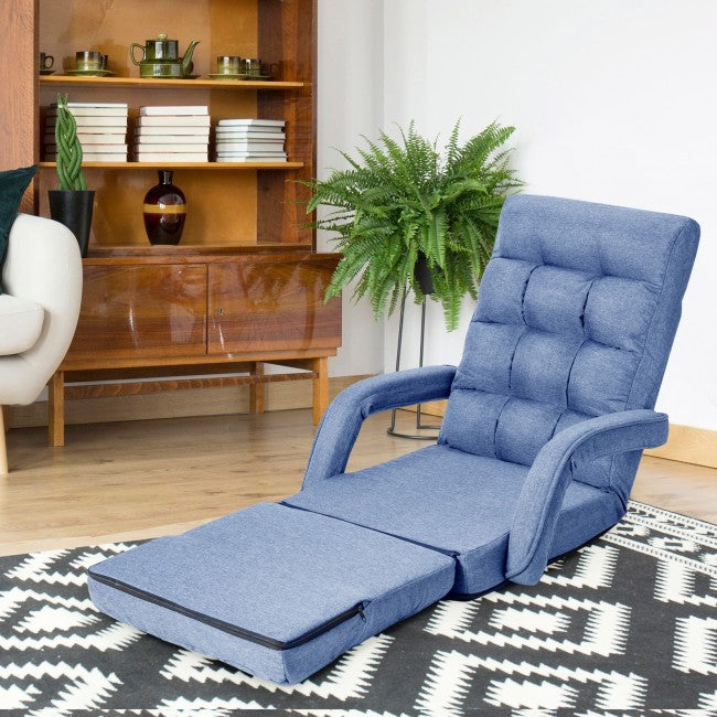 Folding Floor Massage Chair Lazy Sofa with Armrests Pillow