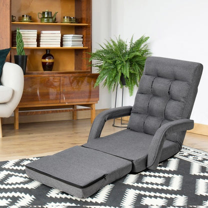 Folding Floor Massage Chair Lazy Sofa with Armrests Pillow