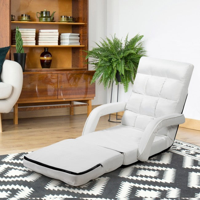 Folding Floor Massage Chair Lazy Sofa with Armrests Pillow