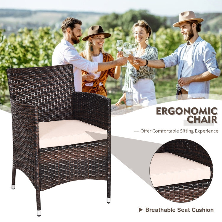 3-Piece Ergonomic Wicker Patio Conversation Set