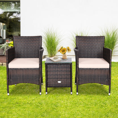 3-Piece Ergonomic Wicker Patio Conversation Set