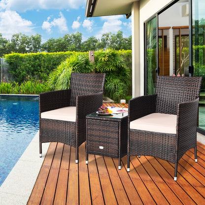 3-Piece Ergonomic Wicker Patio Conversation Set