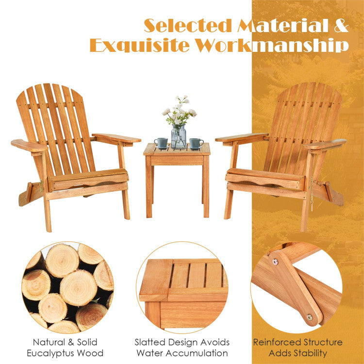 3-Piece Adirondack Chair Set with Widened Armrest