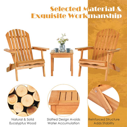 3-Piece Adirondack Chair Set with Widened Armrest