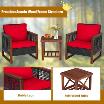 3-Piece Acacia Wood Patio Furniture Set with Coffee Table