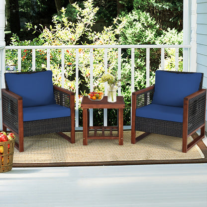 3-Piece Acacia Wood Patio Furniture Set with Coffee Table