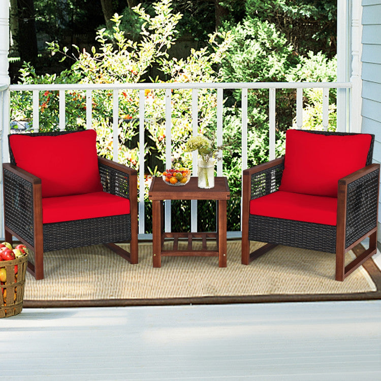 3-Piece Acacia Wood Patio Furniture Set with Coffee Table