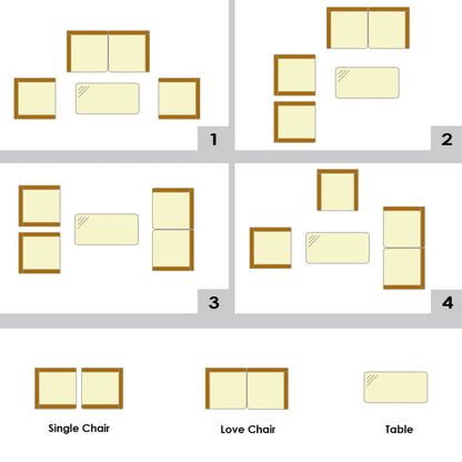 4-Piece Patio Rattan Cushioned Sofa Set with Tempered Glass Coffee Table