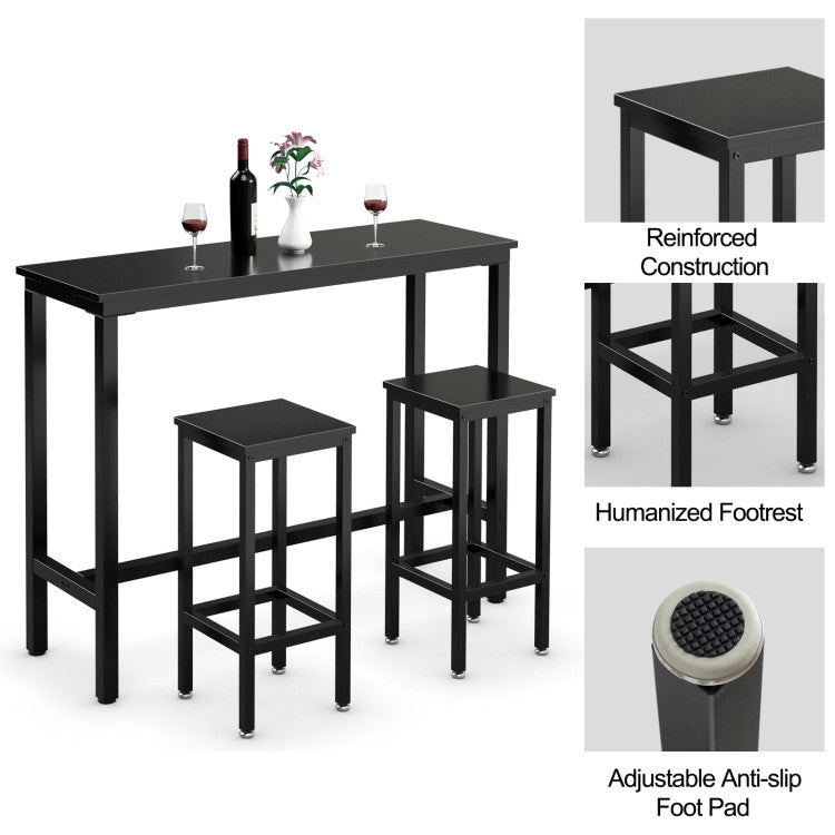 3 Pieces Counter Height Bar Furniture Set with Backless Stools