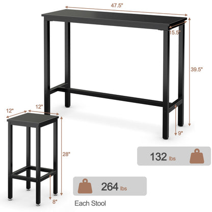 3 Pieces Counter Height Bar Furniture Set with Backless Stools