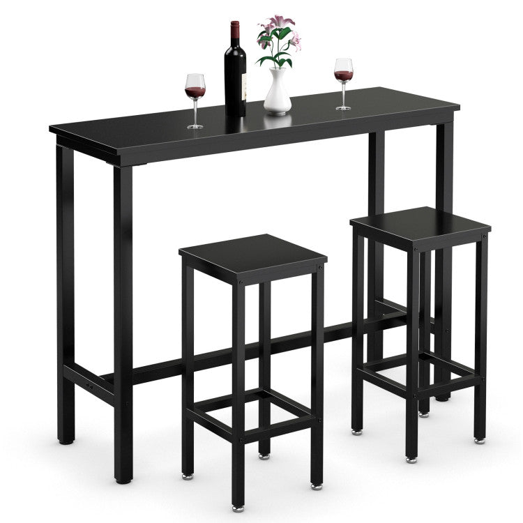 3 Pieces Counter Height Bar Furniture Set with Backless Stools