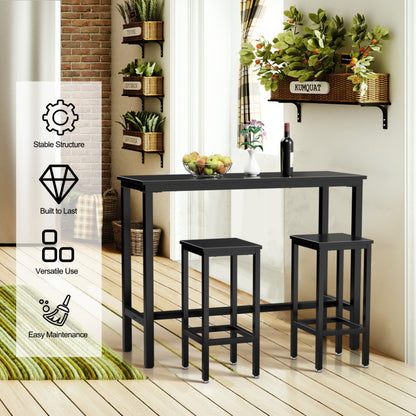 3 Pieces Counter Height Bar Furniture Set with Backless Stools