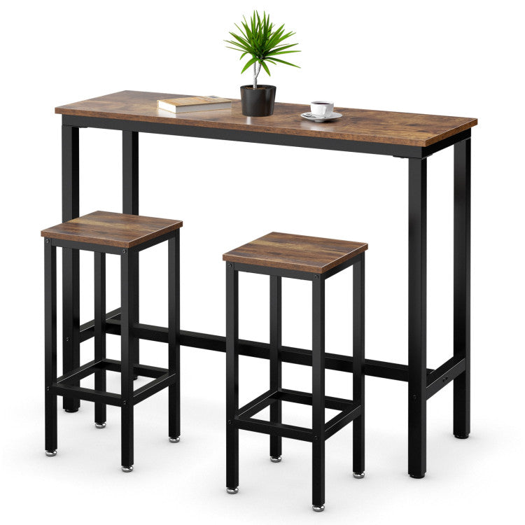 3 Pieces Counter Height Bar Furniture Set with Backless Stools