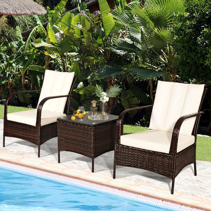 3 Pieces Patio Conversation Rattan Furniture Set