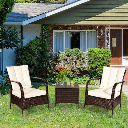 3 Pieces Patio Conversation Rattan Furniture Set